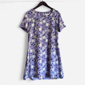 Express Vintage Mod Dress A-Line Shift 90s Does 60s Purple MCM Groovy M L 10 12